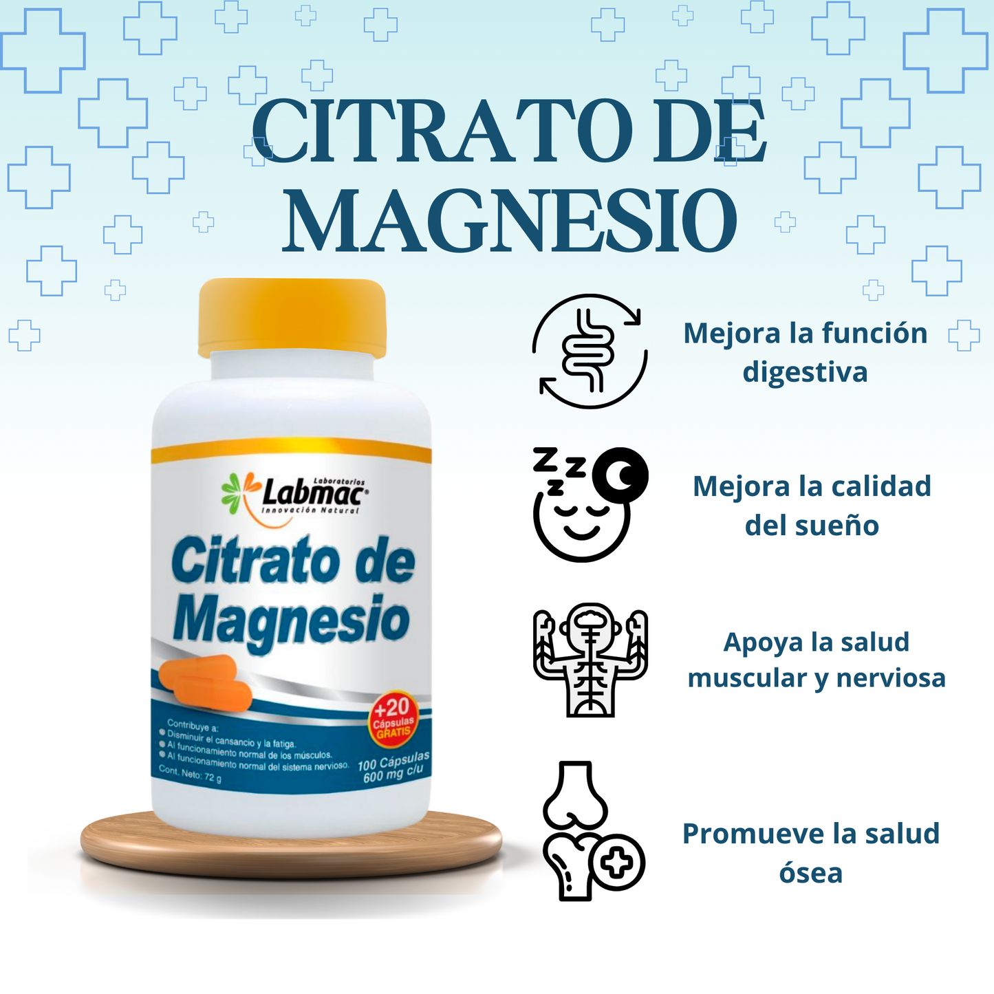 LABMAC™ | Citrato De Magnesio 120 Capsulas