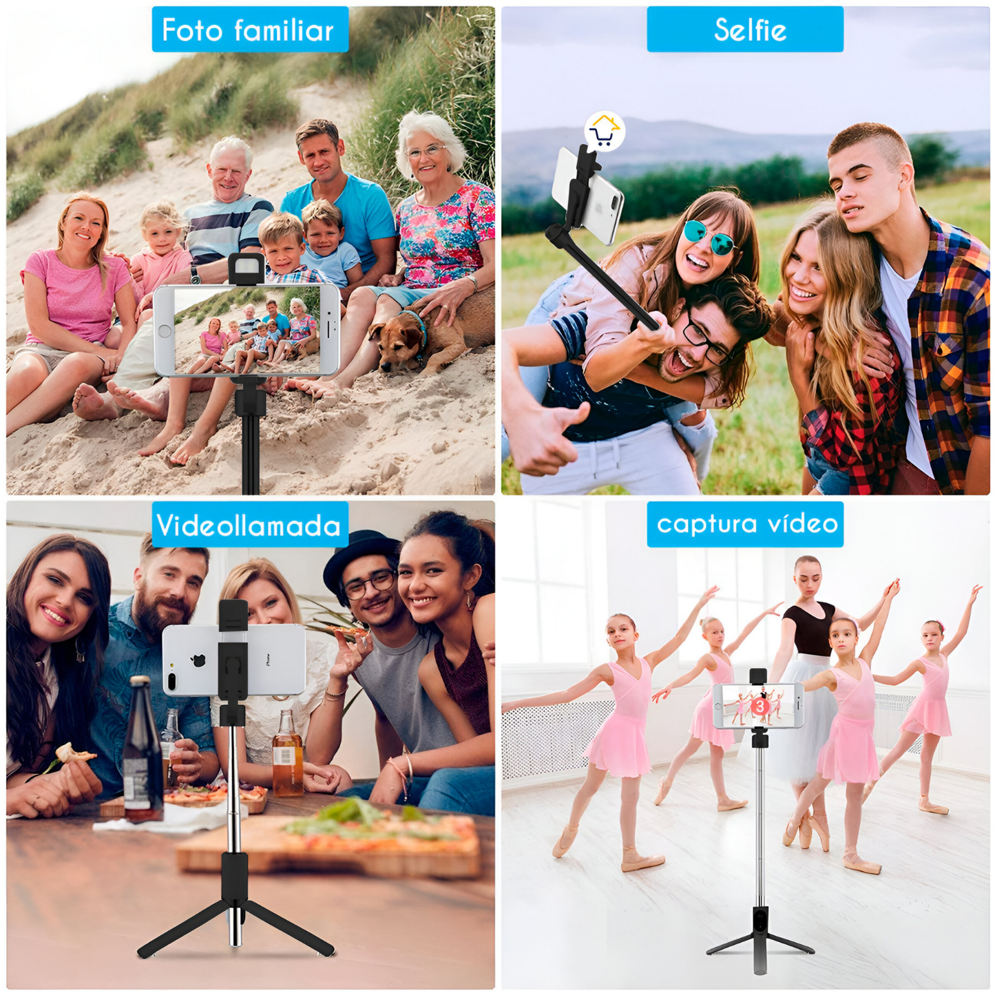 SelfieGrip | Palo de Selfie & Trípode con Bluetooth - Extensible