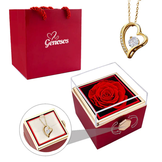 Rosa Eterna y Collar de Oro 14k