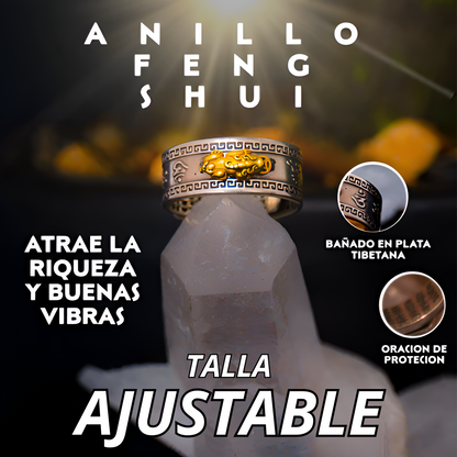 FENG SHUI PIXIU | ANILLO AJUSTABLE CON DRAGON BAÑADO EN ORO 🐉