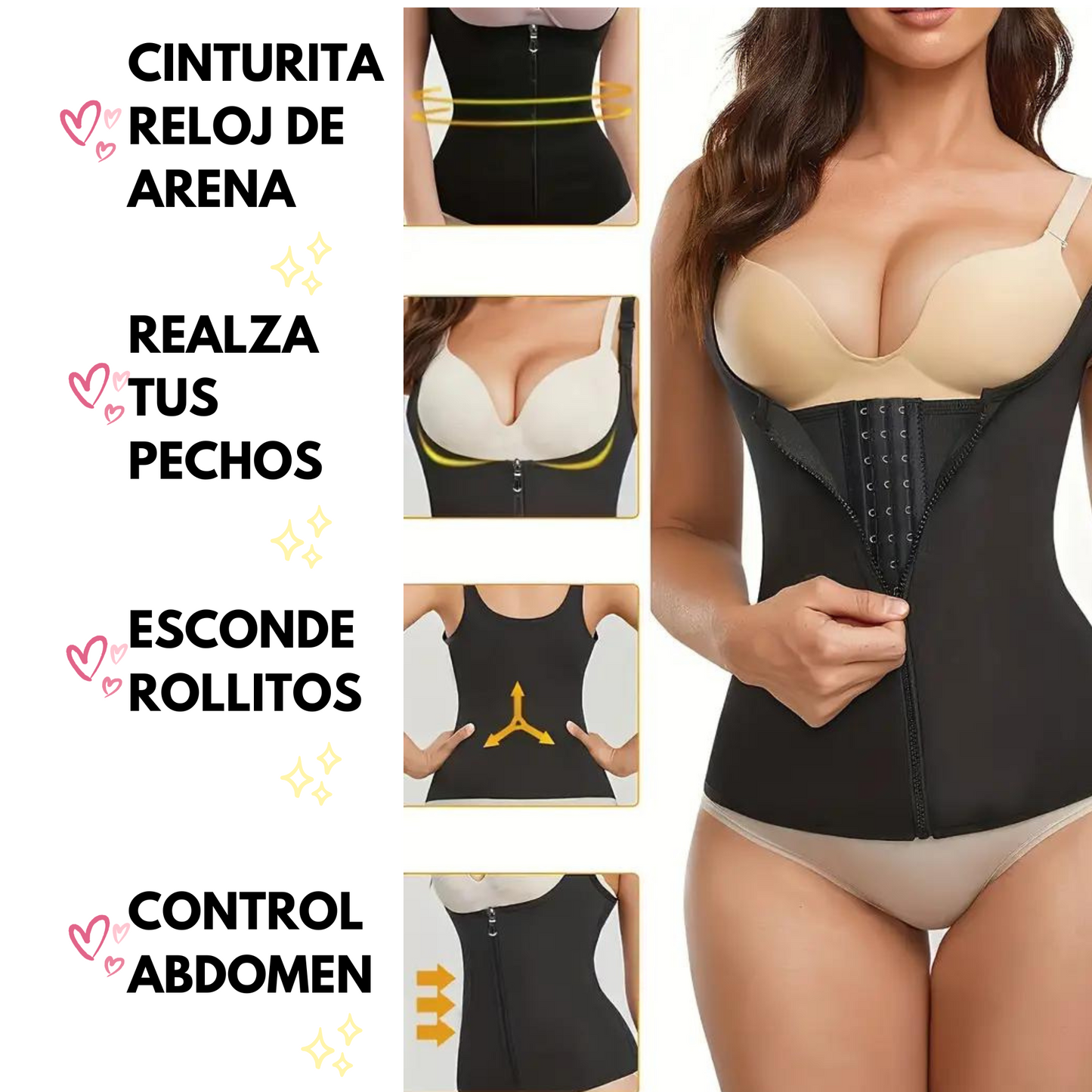 Chaleco Cinturilla SolBeauty™ | HECHA EN POWERNET, 13 VARILLAS ORTOPEDICAS, 3 NIVELES DE BROCHES