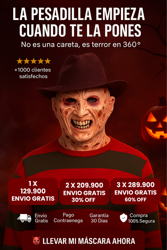 MASCARA FREDDY KRUEGER | CABEZA COMPLETA LATEX PREMIUM