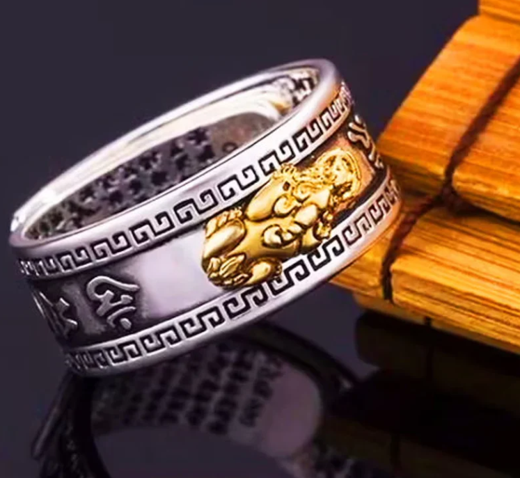 FENG SHUI PIXIU | ANILLO AJUSTABLE CON DRAGON BAÑADO EN ORO 🐉