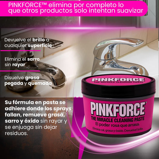 PINKFORCE™ | Pasta de limpieza multi-superficie para eliminar sarro, grasa y óxido sin esfuerzo