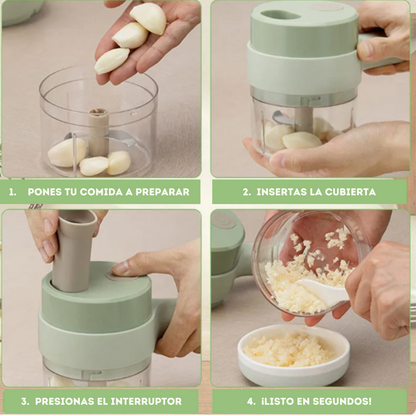 ChefMaster PRO 4En1®: Triturador inalámbrico de Alimentos.